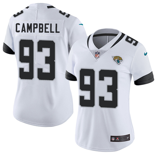 Nike Jacksonville Jaguars 93 Calais Campbell White Women Stitched NFL Vapor Untouchable Limited Jersey